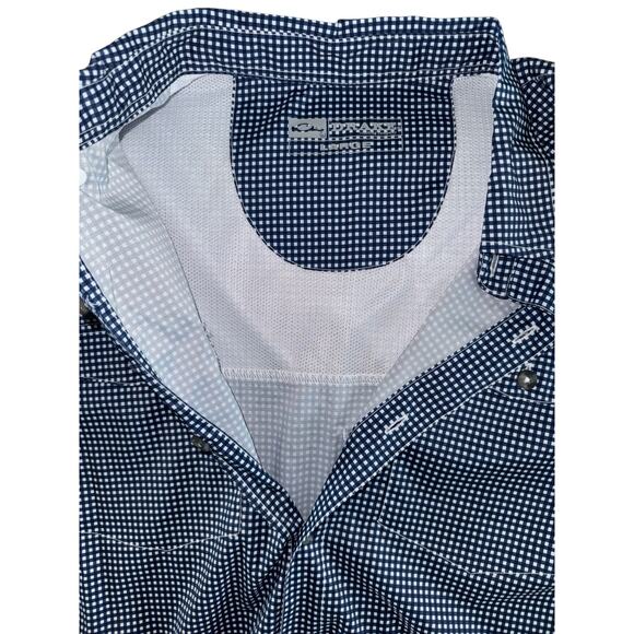 Drake Men’s Large Blue Check Short Sleeve Button Up Fishing Shirt Vented Outdoor - Picture 8 of 14